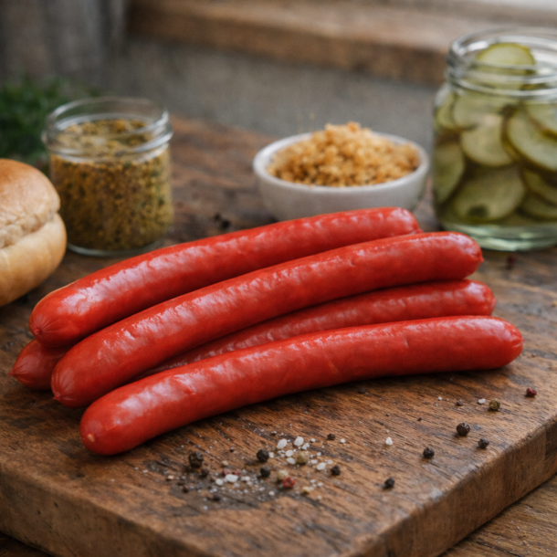 Afhentning hos K�lebilen - R�de Hotdogp�lser min. 300 gram