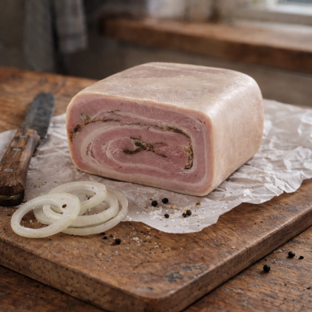 Afhentning hos K�lebilen - Fra Slagteren: Rullep�lse i helt stykke ca. 300 gram