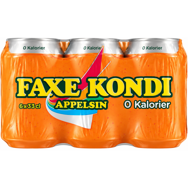 Faxe Kondi Appelsin, 0 kalorier. 6 x 33cl