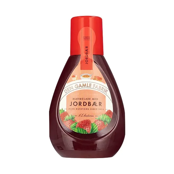 Marmelade p� plastflaske. Den Gamle fabrik 425g