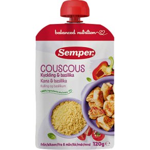 Semper couscous og kylling. Klar til at spise. Fra 6. mdr.