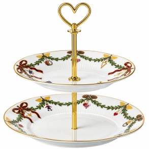 Royal Copenhagen Julestel Kageopsats, 2 lag. 23cm.