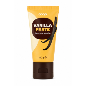 Vaniljepasta med Bourbon Vanilje. Fra Coop. 50g