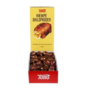 Toms Kmpe Skildpadder, kasse m/ 65 stk. ialt 1820 gram