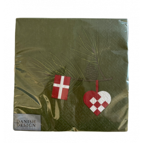 Juleserviet, grn med grangren og pynt. Fra Danish Design. 33 x 33cm.