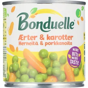�rter og guler�dder p� d�se. Fra Bonduelle. 400g.