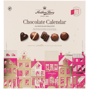 Julekalender Anthon Berg med marcipanfyldt chokolade.