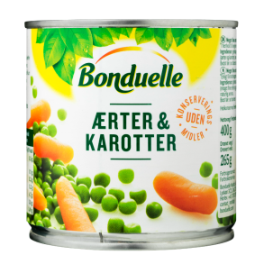 rter og gulerdder p dse. Fra Bonduelle. 400g.