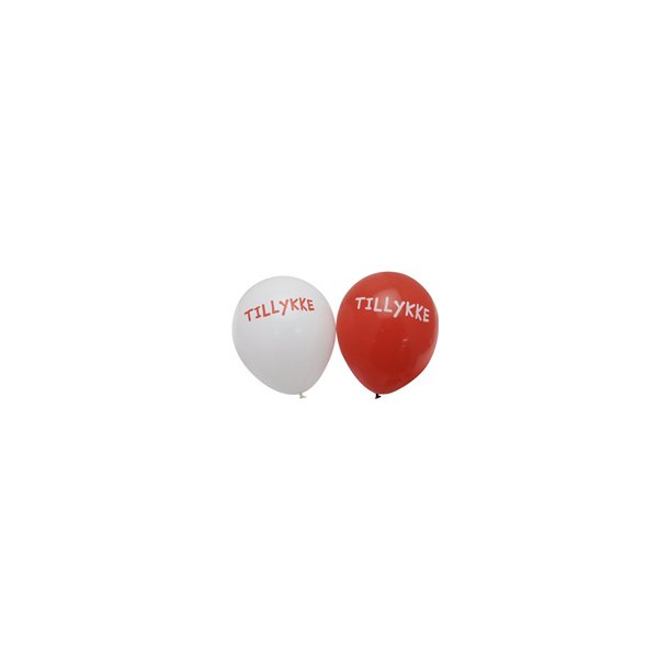 Balloner med teksten "Tillykke", 6 styks.