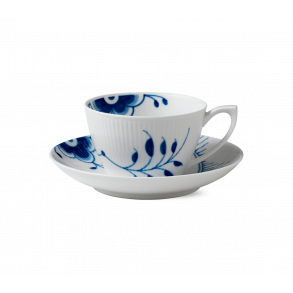 Royal Copenhagen Bl Mega Riflet Kop og underkop, 28cl