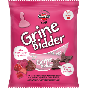 Castus Grinebidder r�d, med hindb�r, rabarber og r�dbede. 70g