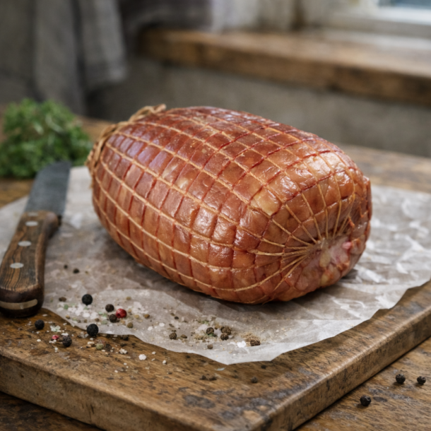 Afhentning hos K�lebilen - Fra Slagteren: Dansk Landskinke min. 900 gram