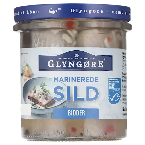 Glyngre marinerede sild i bidder, 350 gram