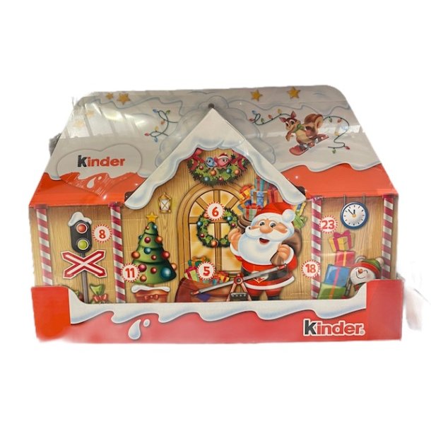Julekalender fra Kinder. Formet som et lille hus. 