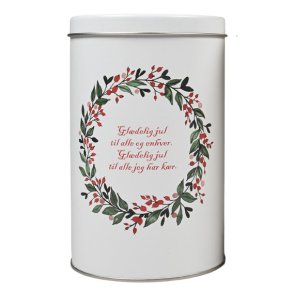 Juledse med krans og tekst. Hjde: 15cm Diameter: 9,5cm.