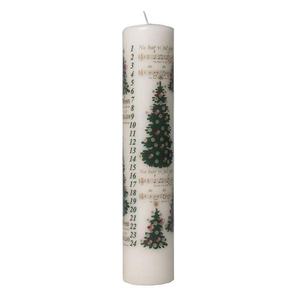 Kalenderlys med Juletr og vers. Fra Diana Lys. 25 x 5cm.