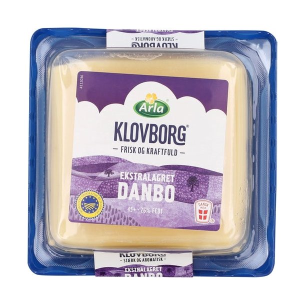 Klovborg ekstra lagret Danbo, i skiver. 200g.