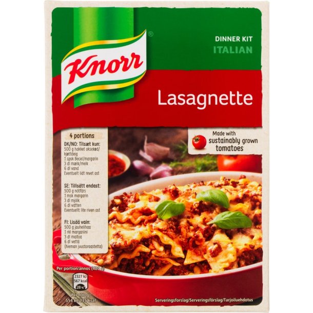 Lasagnette, Knorr 3 - 4 portioner