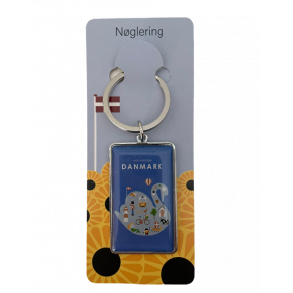 Nglering m/ Svane og danske minder, teksten Danmark. 5x3 cm.