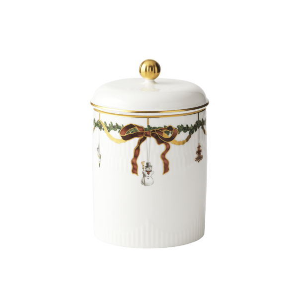 Royal Copenhagen Julestel krukke med lg, 16cm.