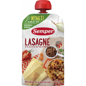 Semper Lasagne, klar til at spise, fra 6. mdr. 
