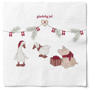 Juleserviet med to gs og en gris. 33 x 33cm