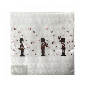 Servietter m/ 3 sm garder og dannebrog. 33x33 cm