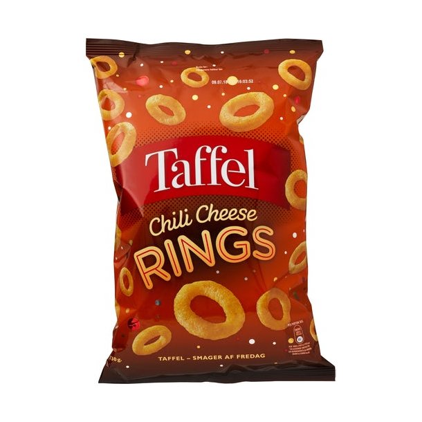 Taffel Chili Cheese Rings, 130g.