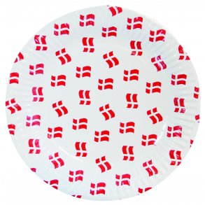 Paptallerkener med danske flag, 8 stk. 23cm i diameter.