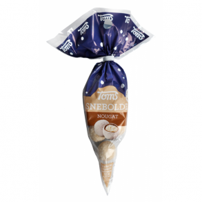 Toms Snebolde med nougat, i spidspose. 124g. 