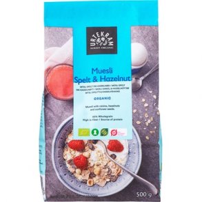 Urtekram kologisk Mysli, spelt og hasselnd. 500g