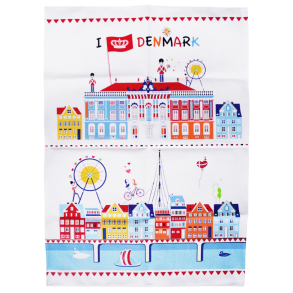 Viskestykke i hvid bomuld - I Love Denmark