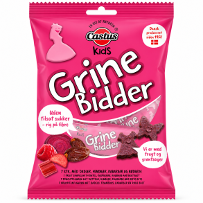 Castus Grinebidder r�d, med hindb�r, rabarber og r�dbede. 70g