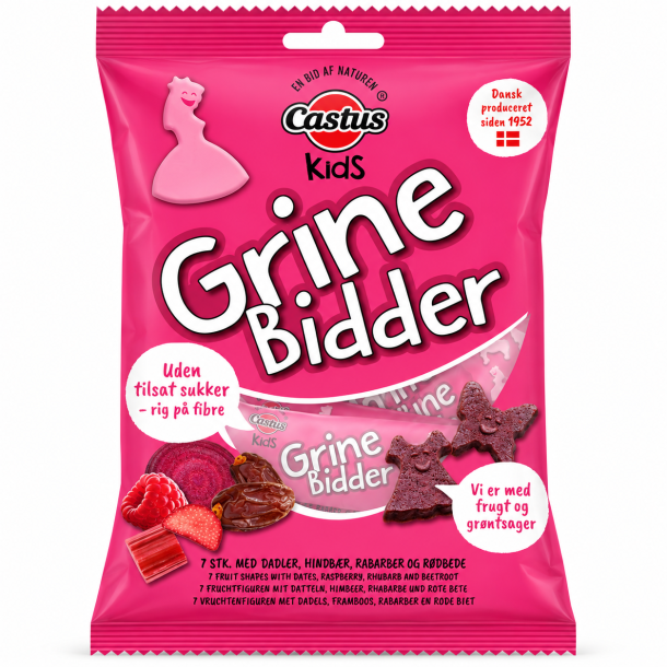 Castus Grinebidder r�d, med hindb�r, rabarber og r�dbede. 70g