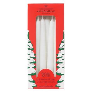 Asp-Holmblad hnddryppede juletrslys, hvide, 20 stk.