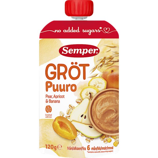 Semper Gr�d med p�re/abricos, klar til at spise, fra 6. mdr.