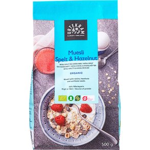Urtekram �kologisk Mysli, spelt og hasseln�d. 500g