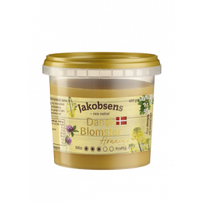 Dansk blomster honning fra Jacobsens, fast, 425 gram