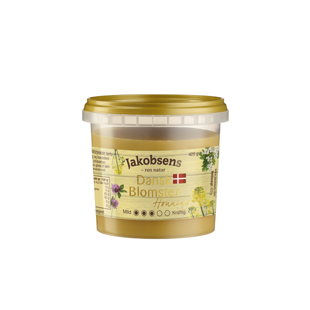 Dansk blomster honning fra Jacobsens, fast, 425 gram