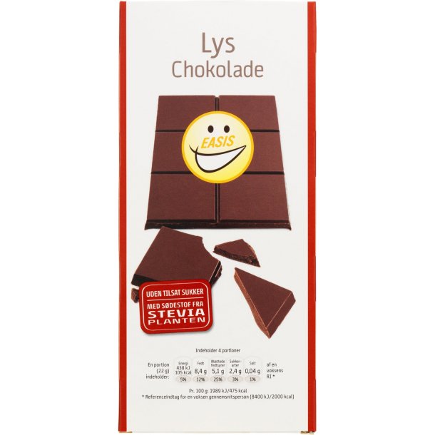 Easis Lys sukkerfri Chokolade, 85g