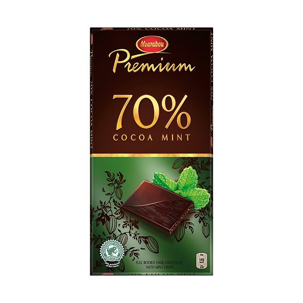 Marabou Chokolade Premium Cocoa Mint 70%, 100 gram