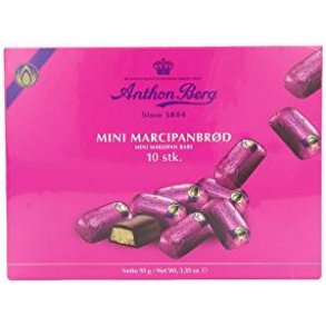 Mini marcipanbrd fra Anthon Berg. 10 styks.