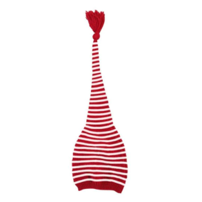 Strikket nissehue med striber. One Size. 