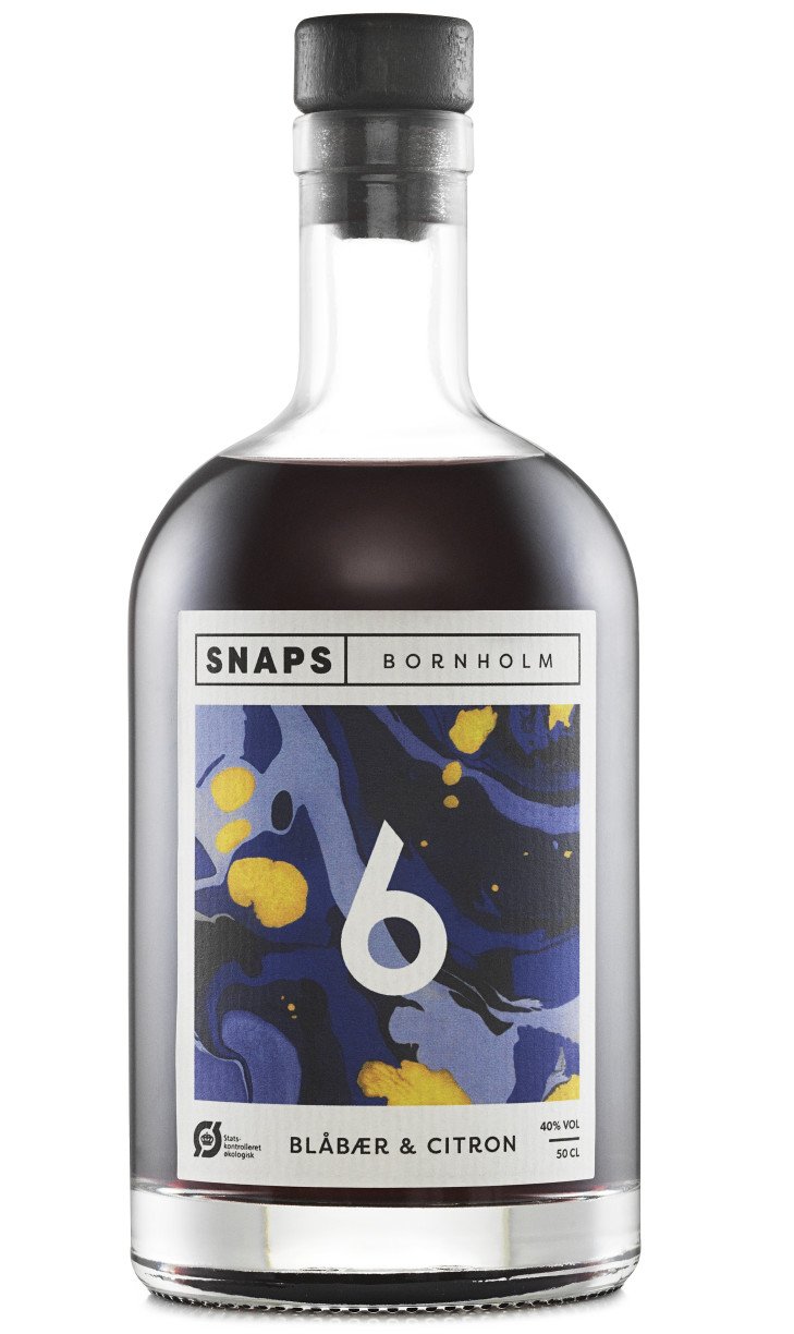Snaps Bornholm Nr. 6 med Blåbær og citron, 40, 50cl. Snaps & andet