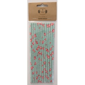 Papirsugerr med danske flag. Fra Sstrene Grene. 12 i hver pakning.