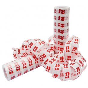 Serpentiner med dansk flag, 2 ruller.