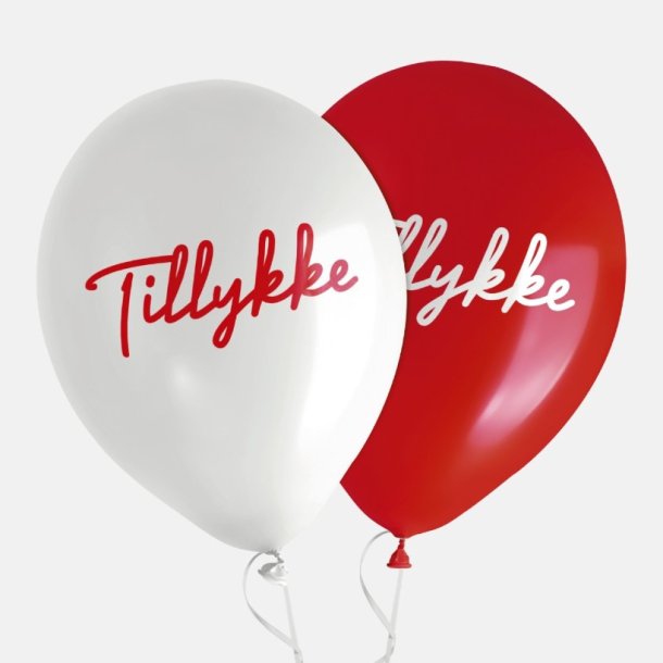 Balloner med teksten "Tillykke", 6 styks.